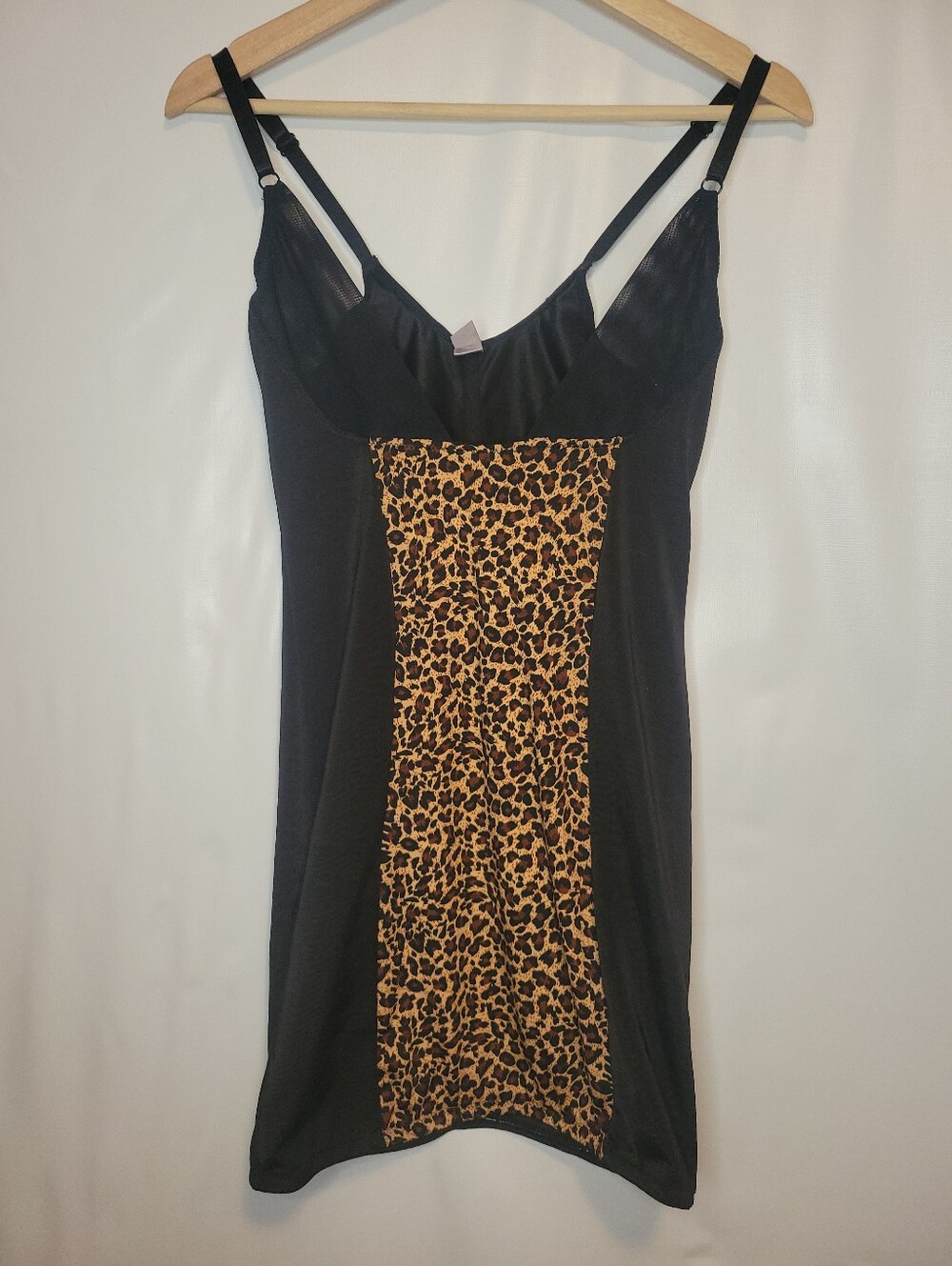 Black Slip Shapewear Dress with Leopard Front Panel